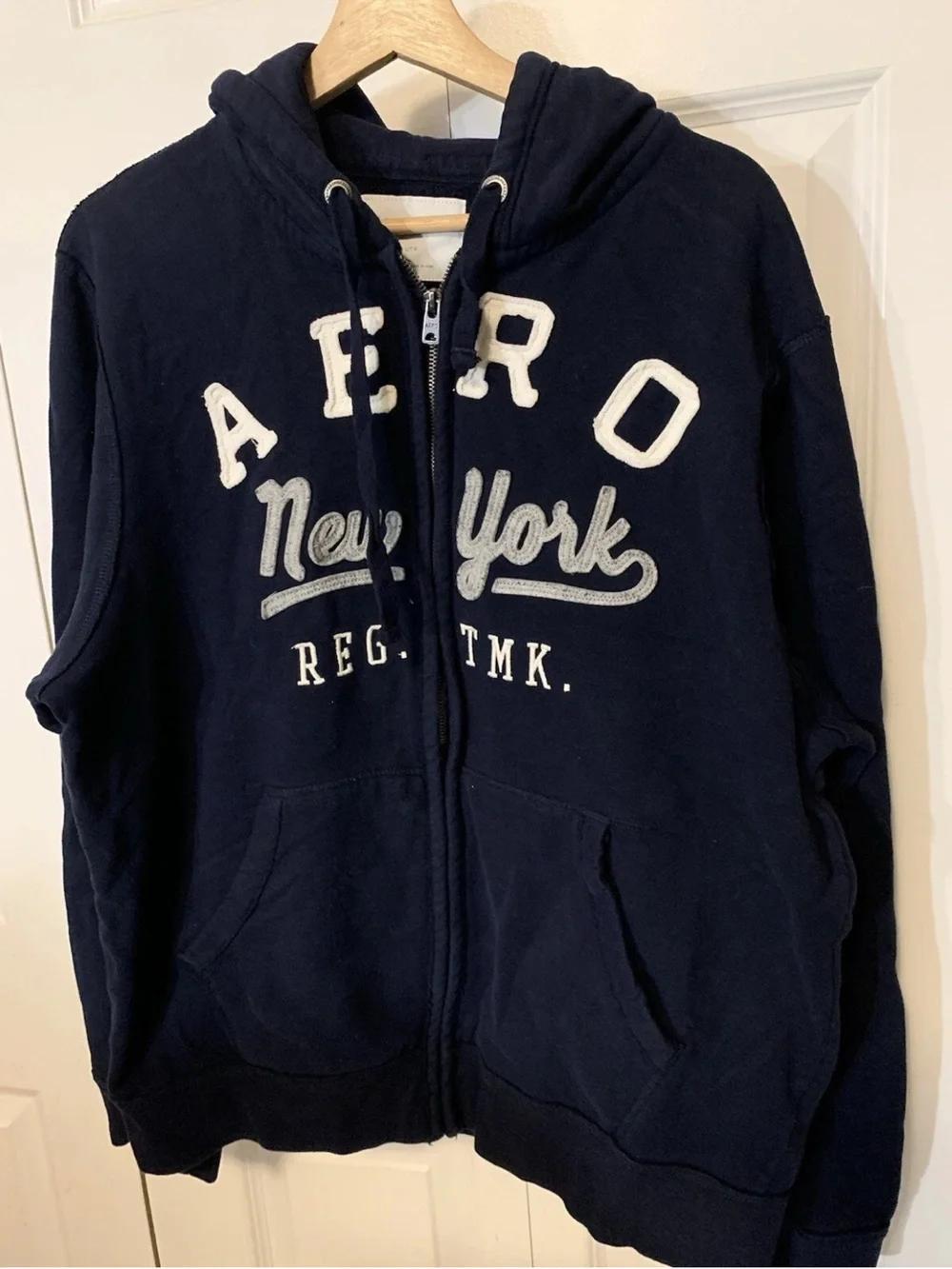 Aeropostale New York Mens Sz XL full ziphoodie sweatshirt pockets Blue